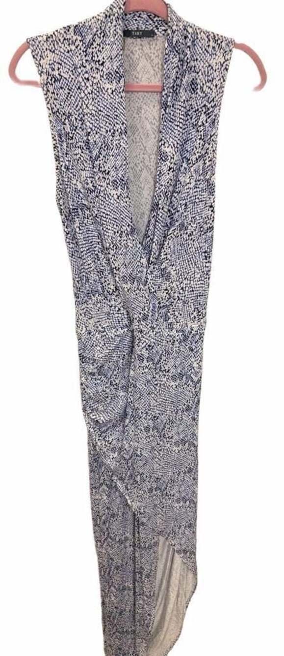 Tart Sleeveless Ruched Long V-Neck Snake Print Jersey Bpdycon Maxi Dress